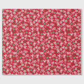 Papier Cadeau Ho Ho Ho Boules de Noël rouges et vertes (Plat)