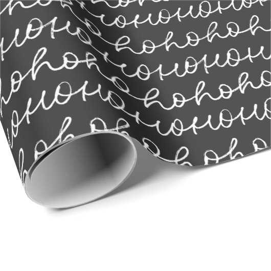 Papier Cadeau Ho Ho Ho Écriture manuscrite Papier à envelopper (Coin rond)