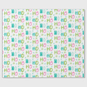 Papier Cadeau Ho Ho Ho et Stars Pastel Noël moderne (Plat)