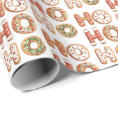 Papier Cadeau Ho Ho Ho Gingerbread Cookie Christmas (Coin rond)
