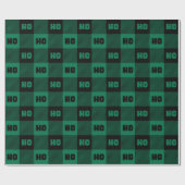 Papier Cadeau Ho Ho Ho Green Black Chic Christmas Buffalo Plaid (Plat)