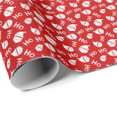 Papier Cadeau Ho Ho Ho Ho Motif visage blanc et rouge Père Noël (Coin rond)