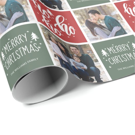 Papier Cadeau Ho Ho Ho Joyeux Noël Photo Papier Enveloppant (Coin rond)