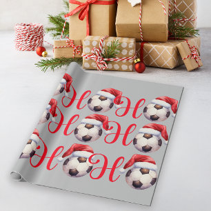 Papier Cadeau Ho Ho Ho Noël Football