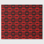 Papier Cadeau Ho Ho Ho Red & Black Chic Christmas Buffalo Plaid (Plat)