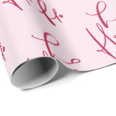 Papier Cadeau Ho Ho Ho Rouge Script Vacances Papier d'enveloppem (Coin rond)