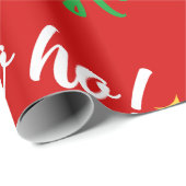 Papier Cadeau Ho Ho Ho Rouge Vert Blanc Jaune Étoiles (Coin rond)