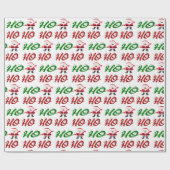 Papier Cadeau Ho Ho Ho Santa Claus Noël rouge vert script (Plat)