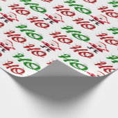 Papier Cadeau Ho Ho Ho Santa Claus Noël rouge vert script (Coin)