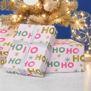 Papier Cadeau Ho Ho Ho Snowflakes Pastel Noël moderne