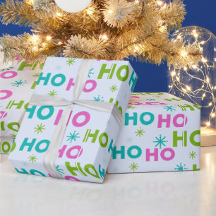 Papier Cadeau Ho Ho Ho Snowflakes Pastel Noël moderne