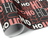 Papier Cadeau Ho Ho Ho Typographie Noël Noir (Coin rond)