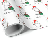 Papier Cadeau Ho Ho Joyeux Noël Père Noël mignonne Snowman (Coin rond)