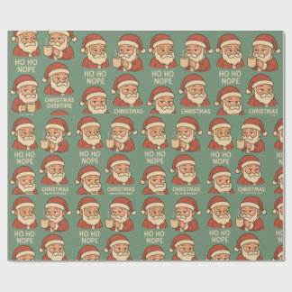 Papier Cadeau HO HO Nope Green Background