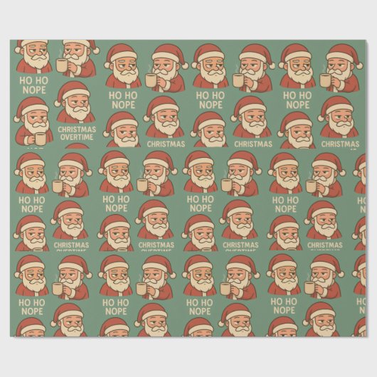Papier Cadeau HO HO Nope Green Background (Plat)