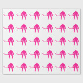 Papier Cadeau Hockey sur glace rose chaud (Plat)