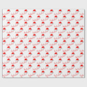 Papier Cadeau HoHoHo Casquette de Noël Rouge Blanc (Plat)