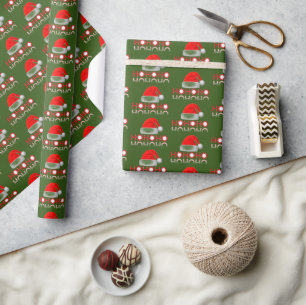 Papier Cadeau HoHoHo Santa Hat Rouge Blanc