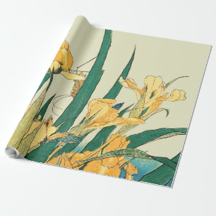 Papier Cadeau Hokusai Sauterelle Iris Impression Vintage : Japon