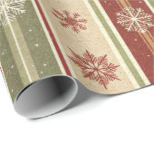 Papier Cadeau Holiday Bands with Rustic Snowflakes Christmas (Coin rond)