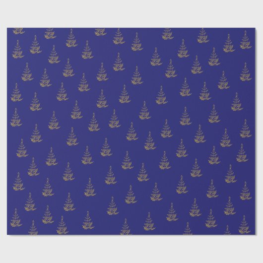 Papier Cadeau Holiday Blue and Gold Tree (Plat)