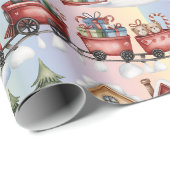 Papier Cadeau Holiday Express Wrapping Paper – Christmas Village (Coin rond)