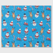 Papier Cadeau Holiday Pattern Santa Reindeer Snowman (Plat)