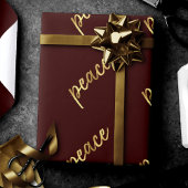 Papier Cadeau Holiday Peace | Faux Gold Foil Calligraphie rouge