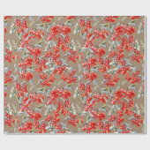 Papier Cadeau Holiday Red Winterberry Holly Rustic Kraft (Plat)