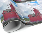 Papier Cadeau Holland Michigan Big Red Lighthouse (Coin rond)