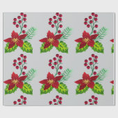 Papier Cadeau Holly and Pointsettia pattern (Plat)