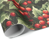 Papier Cadeau Holly & Berries (Coin rond)