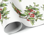 Papier Cadeau Holly Berries 001 (Coin rond)