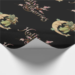 Papier Cadeau Holly Berries avec Père Noël Victorian