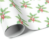 Papier Cadeau Holly berries Christmas wrapping paper (Coin rond)