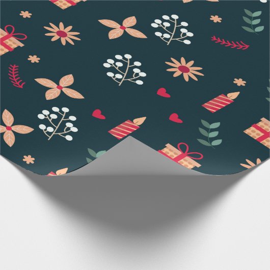 Papier Cadeau Holly Berry Art Motif Christmas Art Candle Art C (Coin)