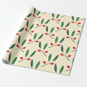 Papier Cadeau Holly Berry Art One Little Christmas Tre