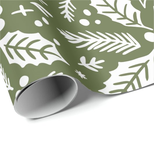 Papier Cadeau Holly Berry Motif d'illustration dessin à la main  (Coin rond)