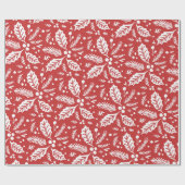 Papier Cadeau Holly Berry Motif d'illustration tiré à la main (Plat)