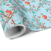 Papier Cadeau Holly et oiseaux (Coin rond)