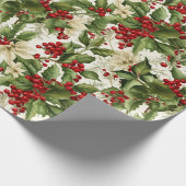 Papier Cadeau Holly et Poinsettias (Coin)