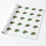 Papier Cadeau Holly Feuilles, Holly baies, fun vacances botaniqu<br><div class="desc">Un design festif et coloré de sprig saint pour ajouter un peu de gaieté à votre saison d'hiver.</div>