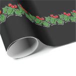 Papier Cadeau Holly Feuilles, Holly Berries, couronne de Noël<br><div class="desc">Un design festif et coloré de sprig saint pour ajouter un peu de gaieté à votre saison d'hiver.</div>