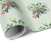 Papier Cadeau Holly Feuilles 'n Berries (Coin rond)