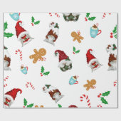 Papier Cadeau Holly Gnome Gingerbread Canne de Noël Christmas (Plat)