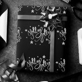 Papier Cadeau Holly Jolly AF | Scripts à huile brillant en argen