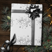 Papier Cadeau Holly Jolly AF | Scripts à huile brillant en argen