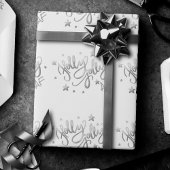 Papier Cadeau Holly Jolly AF | Scripts à huile brillant en argen