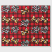 Papier Cadeau Holly Jolly Buffalo Plaid Christmas & Leopard Bows (Plat)