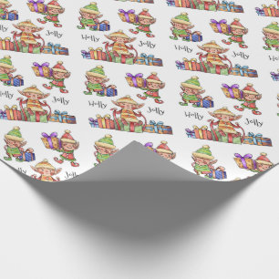 Papier Cadeau Holly Jolly Elves